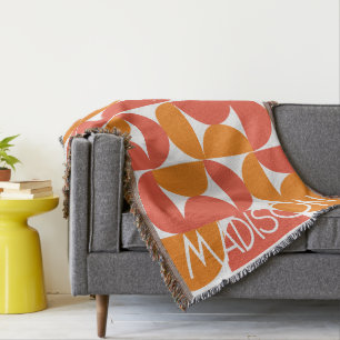 Trendy Half Moon Pattern With Name Personalised Throw Blanket