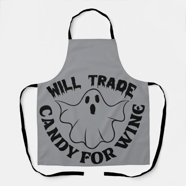 Trendy Halloween Boo Ghost Quote All-Over Print Apron (Front)