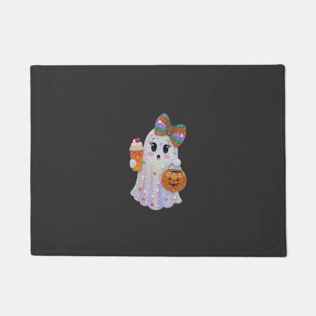 Trendy Halloween Rhinestones Ghost Doormat (Front)