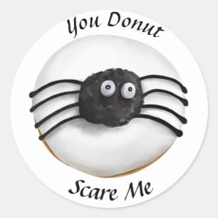 Trendy Halloween Spooky Black Spider Doughnut Classic Round Sticker