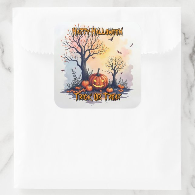 Trendy Halloween Spooky Cute Collection Square Sticker (Bag)