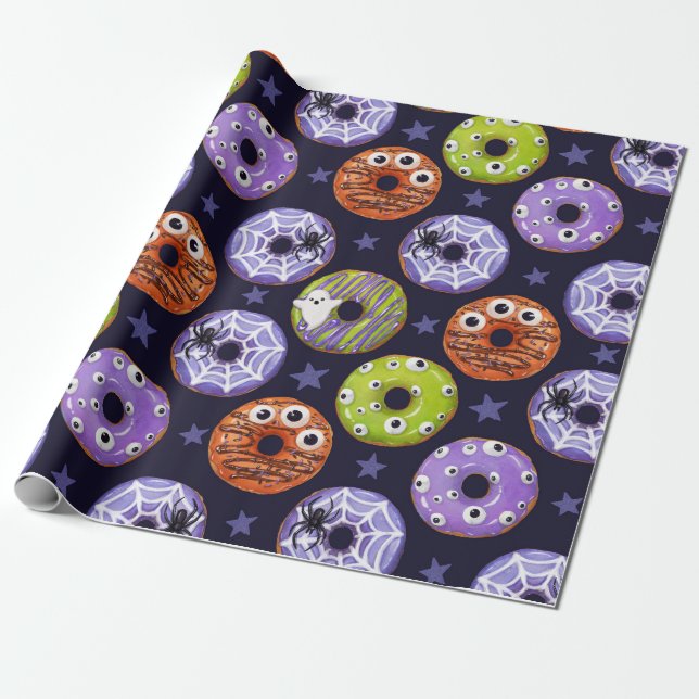 Trendy Halloween Spooky Doughnut Gift Wrapping Pap Paper (Unrolled)