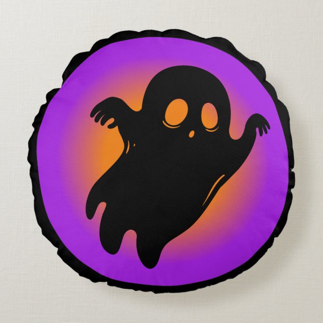 Trendy Halloween Spooky Neon Boo Ghost Classic Round Cushion (Front)