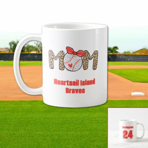 Trendy Hand drawn Baseball Mum Personalised Coffee Mug