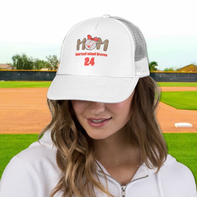 Trendy Hand drawn Baseball Mum Personalised  Trucker Hat (Trendy Baseball Mom Personalized Trucker Hat)