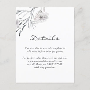 Trendy Hand-drawn flower Wedding Reception Details Enclosure Card