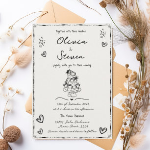 Trendy Hand Drawn Quirky Scribble Invitation
