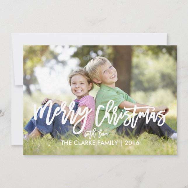 Trendy Hand Lettered Script | Holiday Photo Card (Front)