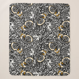 Trendy hand sketch butterflies flying blending wit sherpa blanket