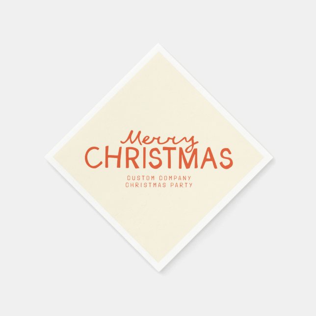 Trendy Hand-written Merry Christmas text Napkin (Corner)