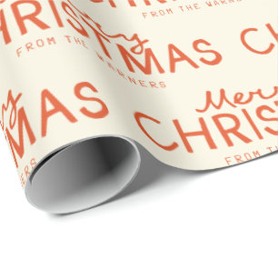 Trendy Hand-written Merry Christmas text Wrapping Paper