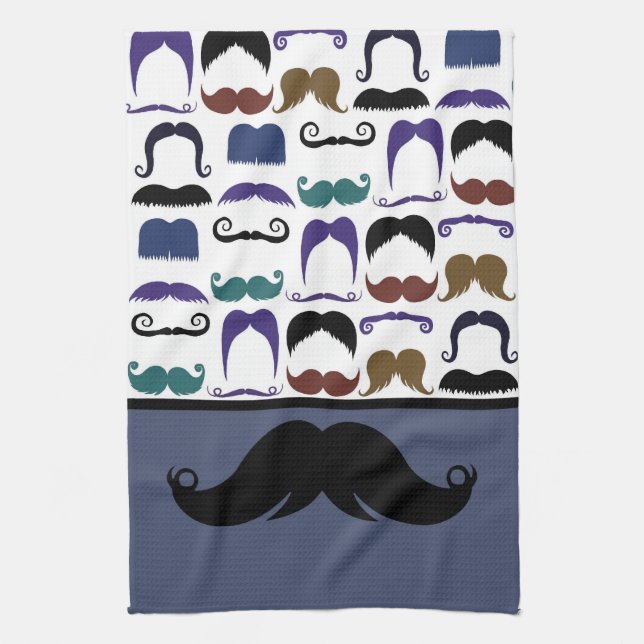 Trendy Handlebar Moustache Moustache Stache Tea Towel (Vertical)