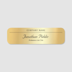 Trendy Handwriting Name Modern Elegant Gold Tag