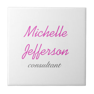 Trendy Handwriting Pink White Clean Tile