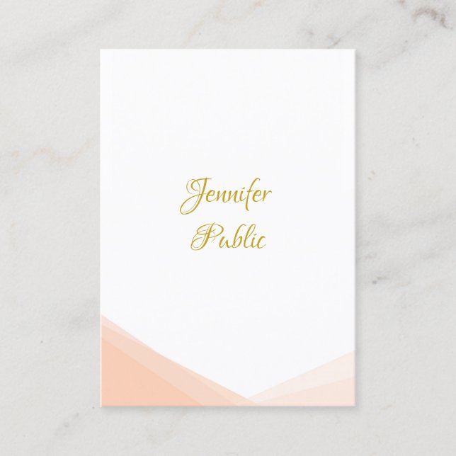 Trendy Handwritten Gold Script Modern Template Business Card (Front)
