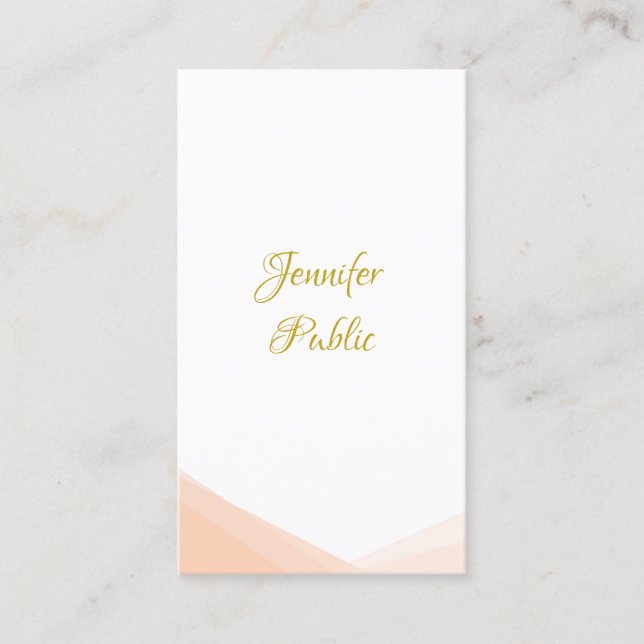 Trendy Handwritten Gold Script Template Modern Business Card (Front)