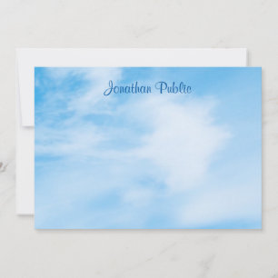 Trendy Handwritten Script Name Blue Sky Clouds Card