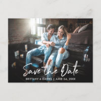 Trendy Handwritten Script Save the Date Photo