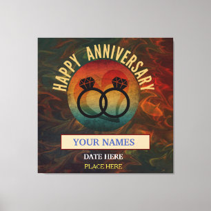 trendy happy anniversary couple gift canvas print