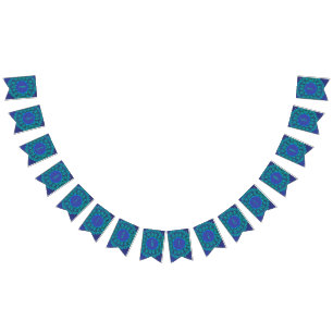 TRENDY HAPPY BIRTHDAY PEACOCK FEATHER BLUE GREEN  BUNTING 
