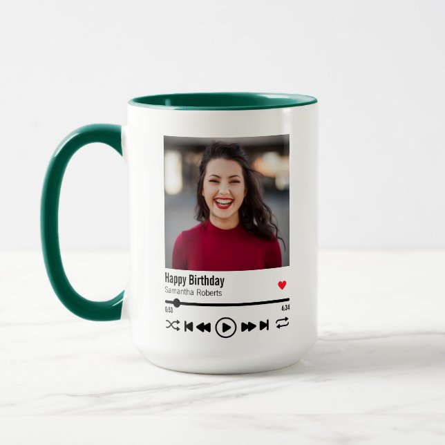 Trendy Happy Birthday Personalised Name Photo Mug (Left)