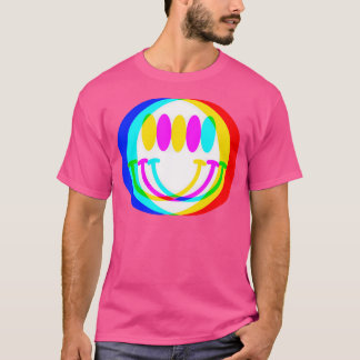 Trendy Happy Face Groovy Smile Face Illusion T-Shirt