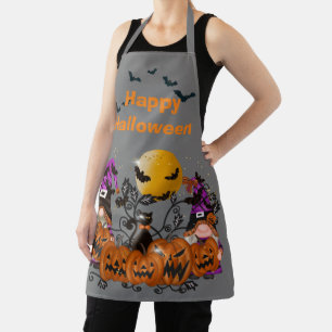 Trendy Happy Halloween Grey Gnome Apron