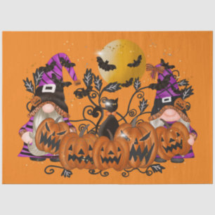 Trendy Happy Halloween Orange Gnome Tissue Paper