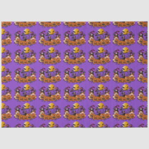 Trendy Happy Halloween Purple Gnome Tissue Paper