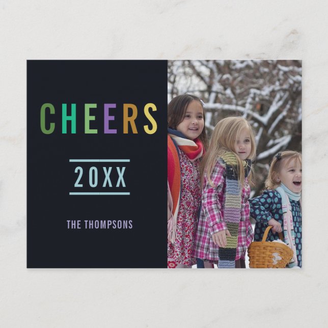 Trendy Happy Holidays Family greeting photo Announcement Postcard (Front)