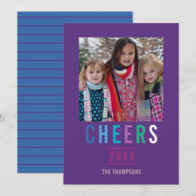 Trendy Happy Holidays Family greeting photo Card (Front/Back)