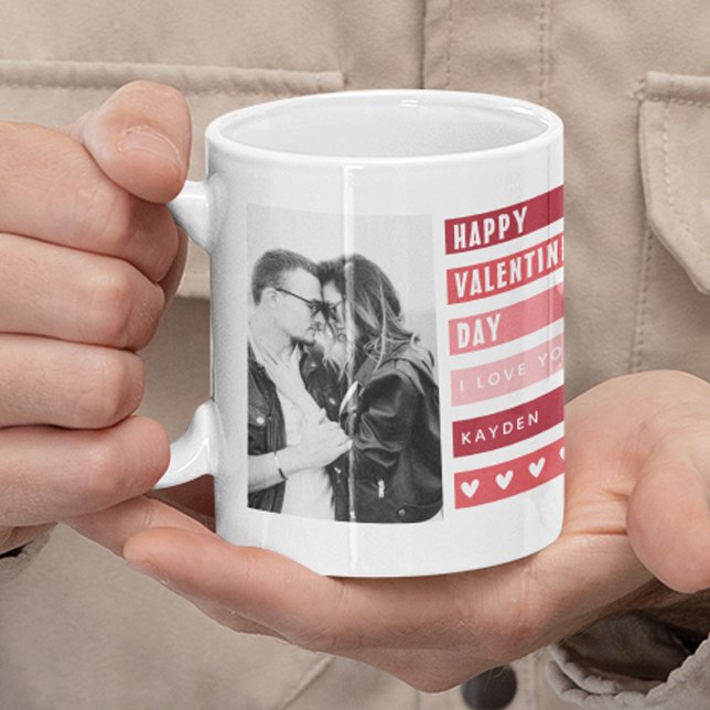 Trendy Happy Valentines Day Photo Collage Coffee Mug (Creator Uploaded)