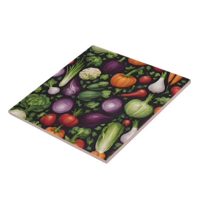 Trendy Happy Vegetables Healthy Food Collection Tile (Side)