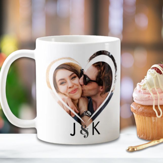 Trendy Heart Couple Newlywed Family Photo Collage  Coffee Mug (Trendy Heart Couple Newlywed Family Photo Collage Coffee Mug)