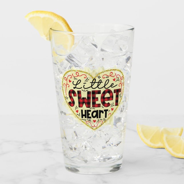 Trendy Heart Glitter Valentines Day Glass (Front Ice)