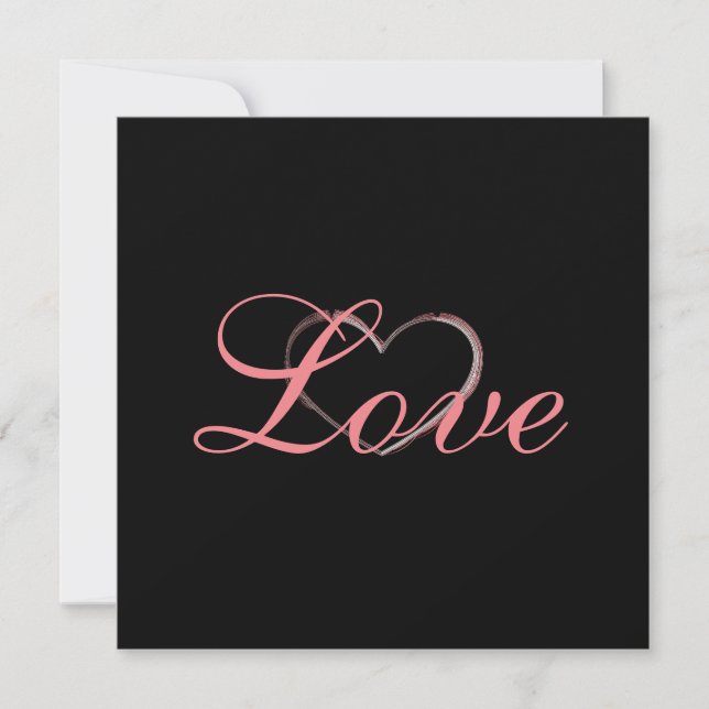 Trendy Heart Grey Calligraphy Love Wedding (Front)