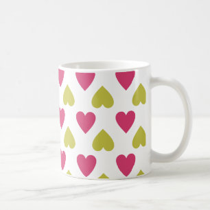 Trendy Heart Pattern Cute Pink And Green Hearts Coffee Mug
