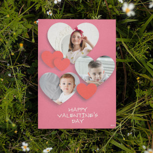 Trendy Heart Photo Collage Pink Greeting Card