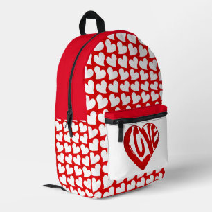 Trendy Hearts And Love Typography Red White Style Printed Backpack