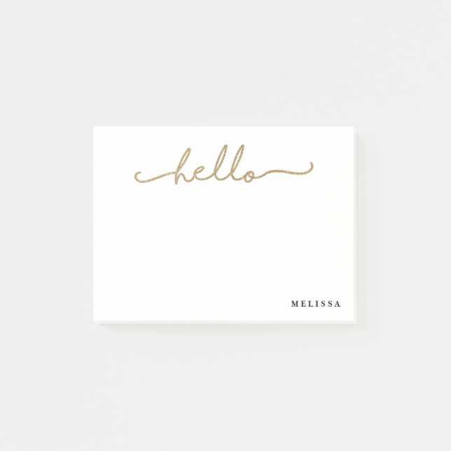 Trendy Hello Personalised Post It Notes (Front)