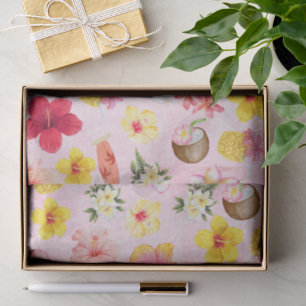 Trendy Hibsicus flowers Hawaiian beach Pink Tissue Paper