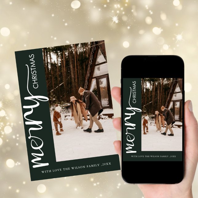 Trendy Holiday Modern Photo Christmas Holiday Card (Creator Uploaded)