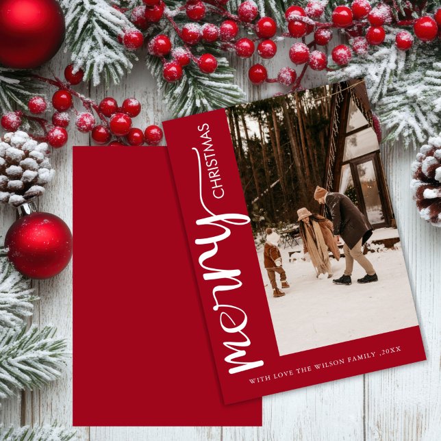 Trendy Holiday Modern Photo Christmas Holiday Card (Creator Uploaded)