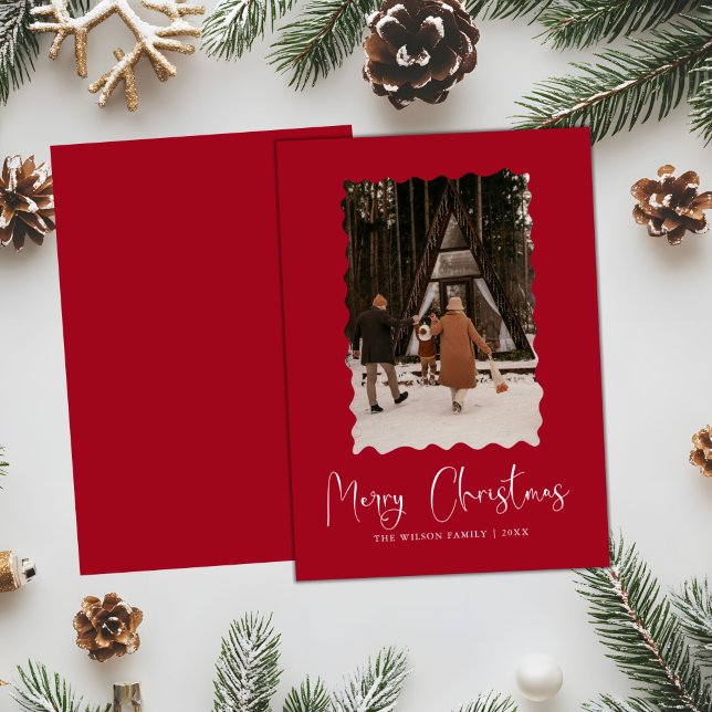 Trendy Holiday Modern Photo Christmas Holiday Card (Creator Uploaded)