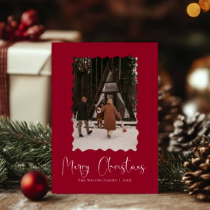 Trendy Holiday Modern Photo Christmas Holiday Card