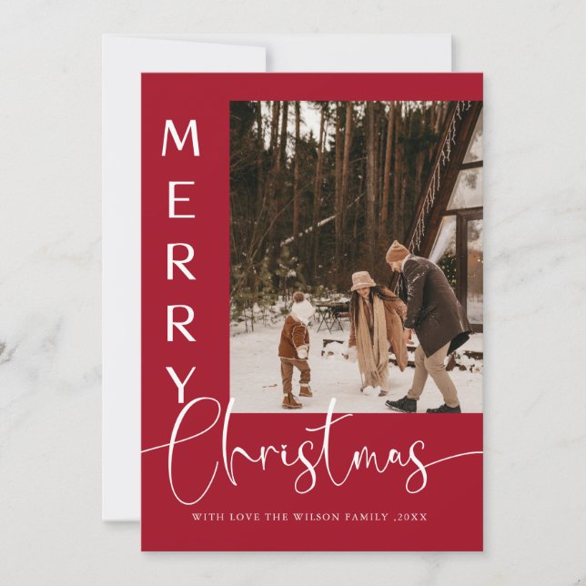 Trendy Holiday Modern Photo Christmas Holiday Card (Front)