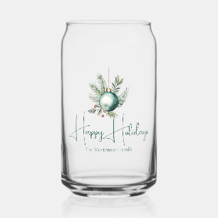 Trendy Holiday Party Custom Green Christmas Can Glass