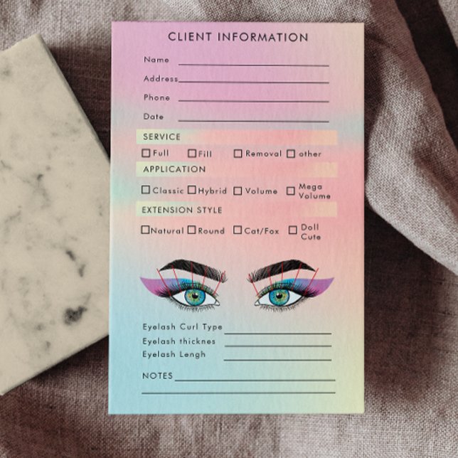 Trendy Hologram Client Lash Map Eyelash Extensions Business Card (Trendy Hologram Client Lash Map Eyelash Extensions Business Card)