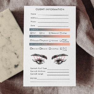 Trendy Hologram Eyelash Extensions Client Lash Map Business Card