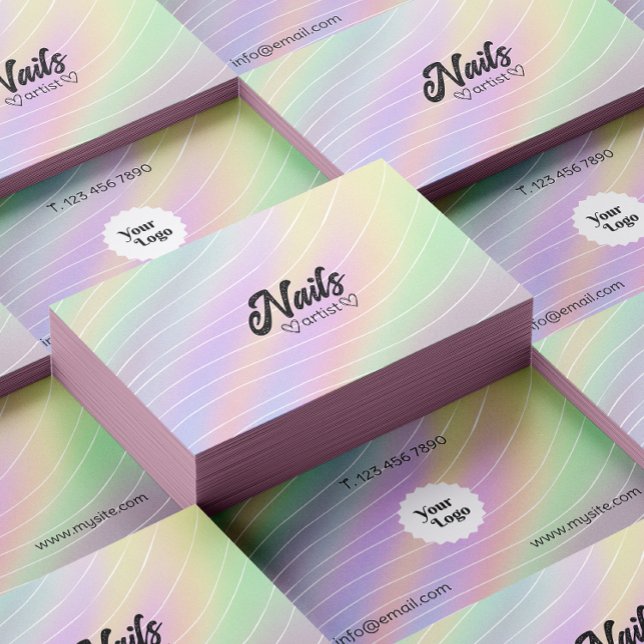 Trendy Hologram Logo Aesthetician Aesthetic Business Card (Trendy Hologram Logo Esthetician Aesthetic Business Card)